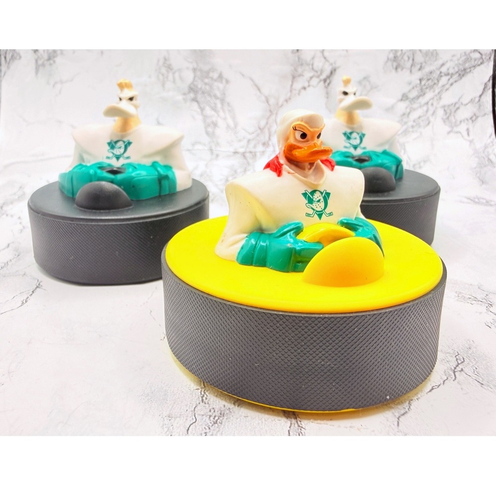 Vintage 1996 McDonald's Disney Mighty Ducks Rolling Hockey Puck Toys Set of 3
